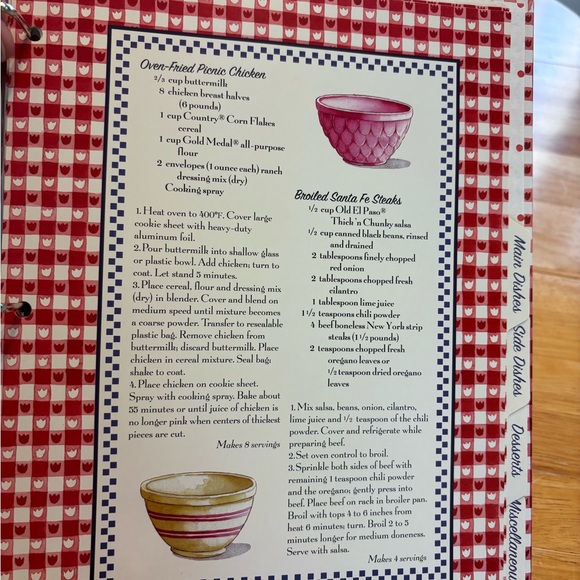 Betty Crocker Recipe Keeper From The Heart 3 Ring Binder Red Gingham Never used - Picture 6 of 9